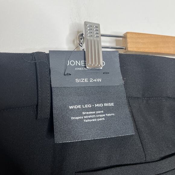 Jones & Co Wide Leg Mid Rise Dress Pants Black Womens Size 24W Crepe Career - Picture 8 of 9